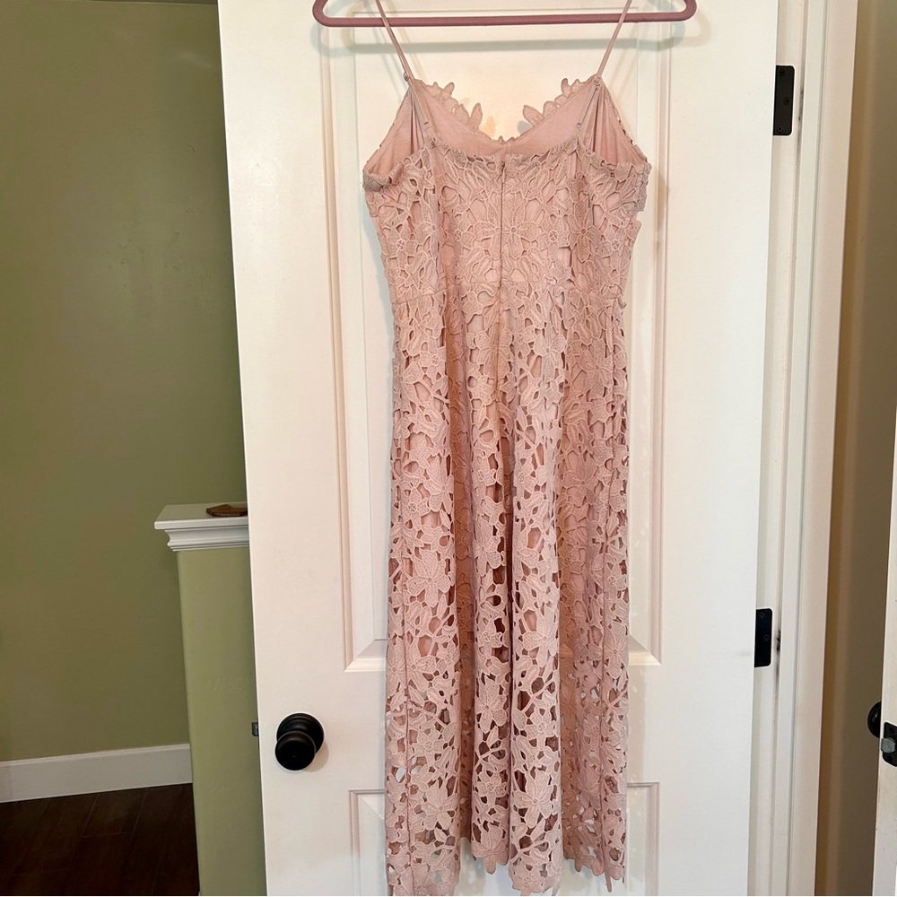 Express Women’s Pale Truffle Pink Floral Lace Midi Dress Size Small Petite - Picture 5 of 11